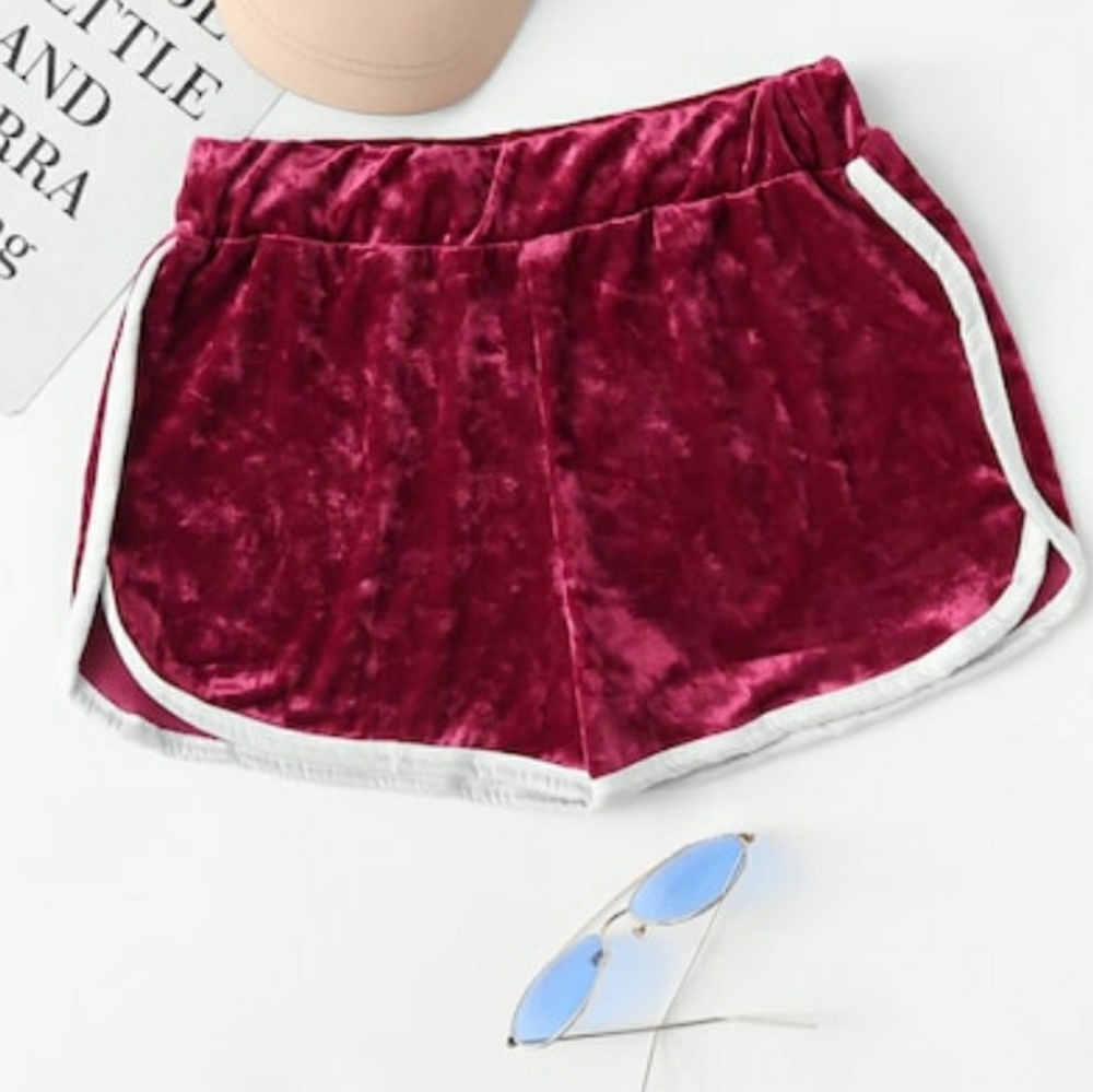 Red Burgundy Velvet Shorts Sz XS